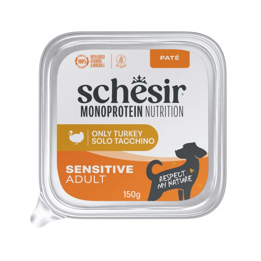 Schesir Monoprotein Tarrina Pavo paté para perros