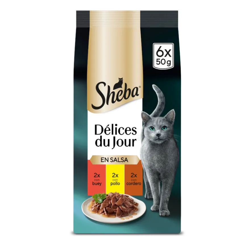 Sheba Délices du Jour en Salsa de ternera, pollo y cordero alimento húmedo para gatos