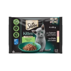 Sheba Kitten Pollo y Salmón Sobre en Salsa para gatos