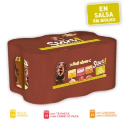 Start! Adult Pollo, Ternera y Cordero en Salsa lata para perros – Multipack