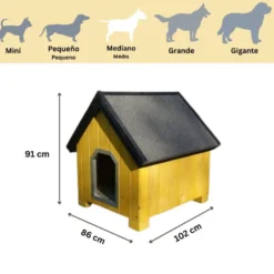 TK-Pet Alpine Caseta de Madera Amarilla para perros