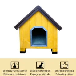TK-Pet Alpine Caseta de Madera Amarilla para perros