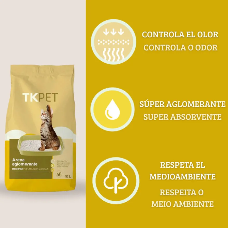 TK-Pet Arena Aglomerante Bentonita y Marsella para gatos