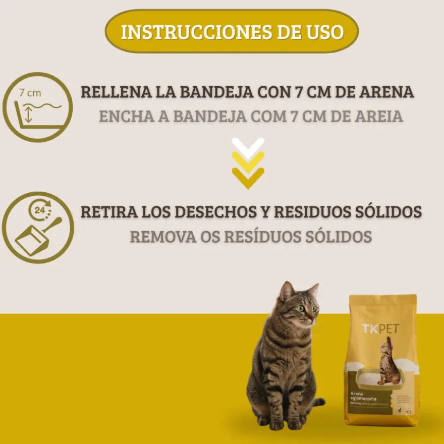 TK-Pet Arena Aglomerante Bentonita y Marsella para gatos