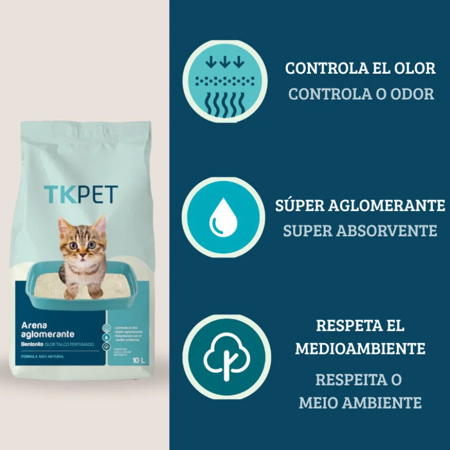 TK-Pet Arena Aglomerante de Bentonita Talco Perfumado para Gatos