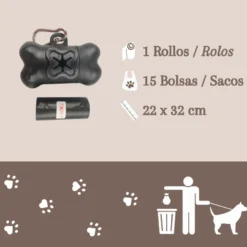 TK Pet Dispensador Bolsitas Rollo Negro para perros