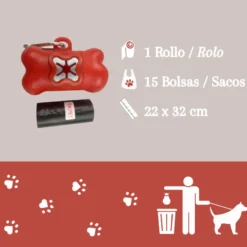 Tk Pet Dispensador Bolsitas Rollo Rojo para perros