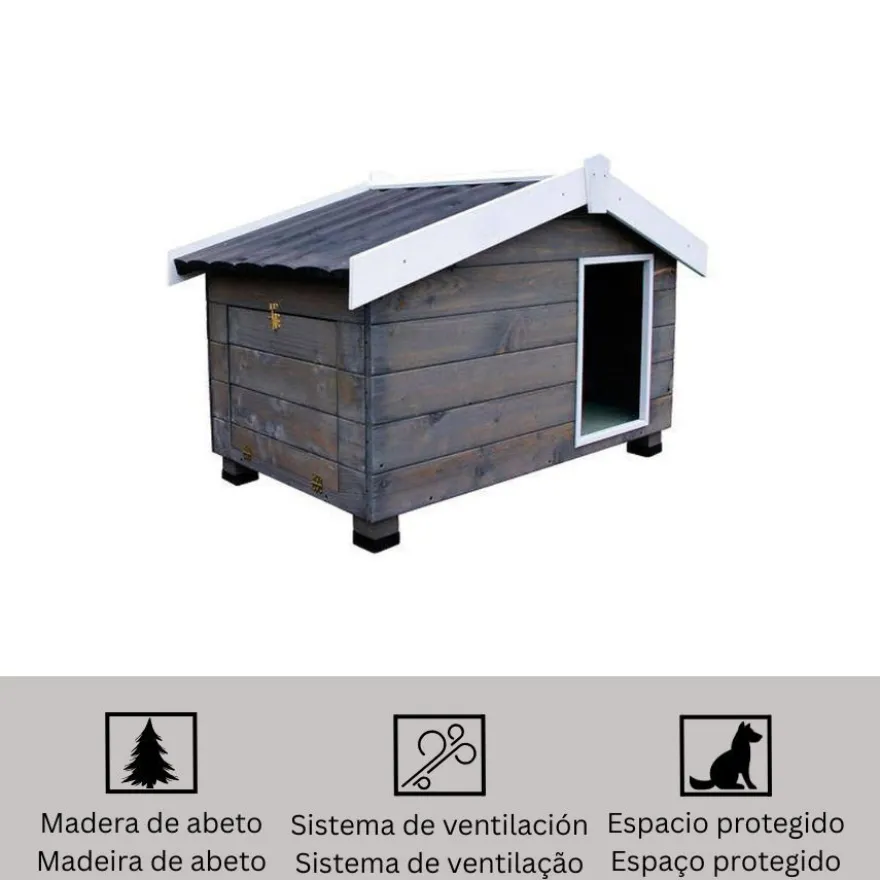 TK-Pet Mountain Caseta de Madera Gris para perros