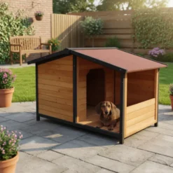 TK-Pet Rocky Caseta de Madera con Patio para perros