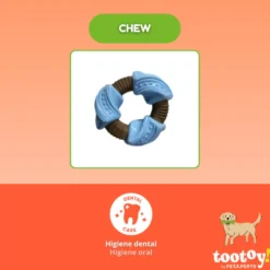 Tootoy! Anillo Mordedor Dental Azul y Marrón para perros