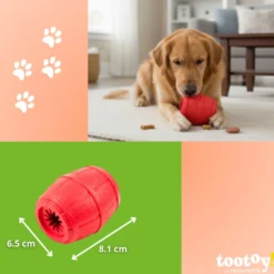 Tootoy! Barril Portagolosinas de Goma Rojo para perros