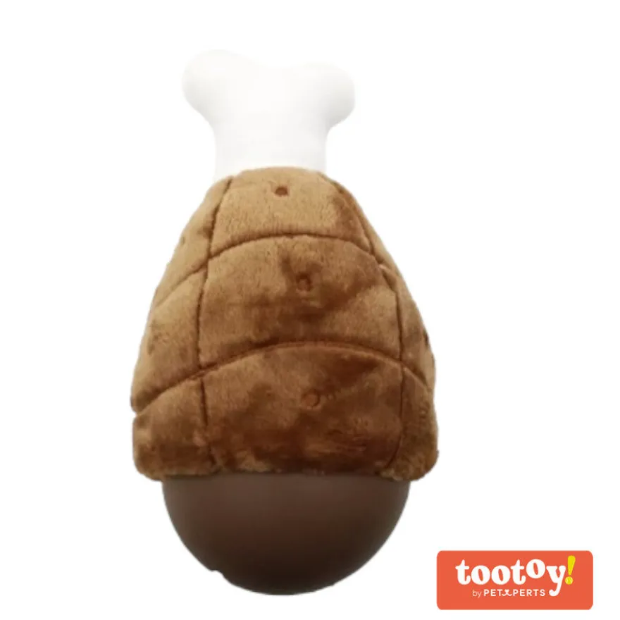 Tootoy! Comfort Chicken Leg Cuddler peluche portagolosinas para perros