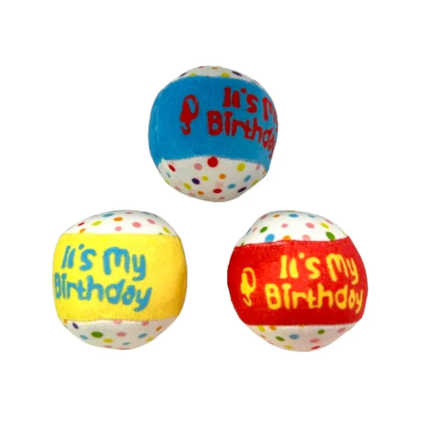 Tootoy! Comfort Happy Birthday Ball Set pelotas de tenis con sonido para perros
