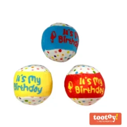 Tootoy! Comfort Happy Birthday Ball Set pelotas de tenis con sonido para perros