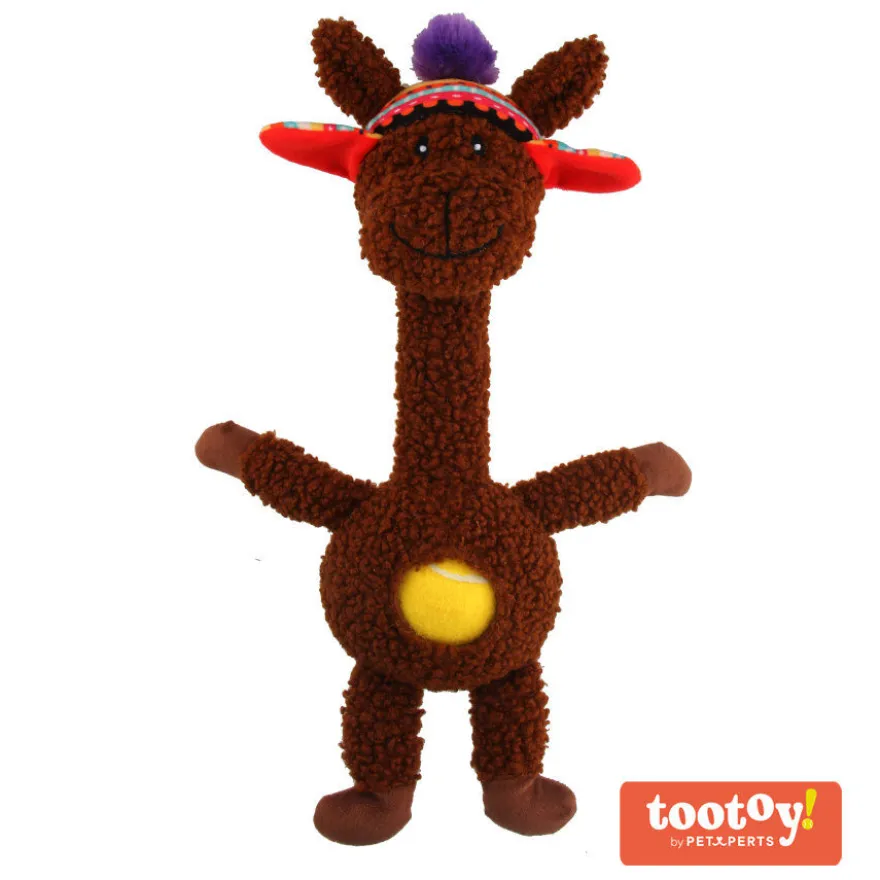 Tootoy! Comfort Long Neck Alpaca peluche con pelota para perros