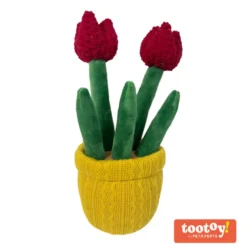 Tootoy! Comfort Red Tulip Plant Cuddler peluche con sonido para perros