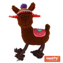 Tootoy! Comfort Rope Legs Alpaca peluche con cuerda para perros