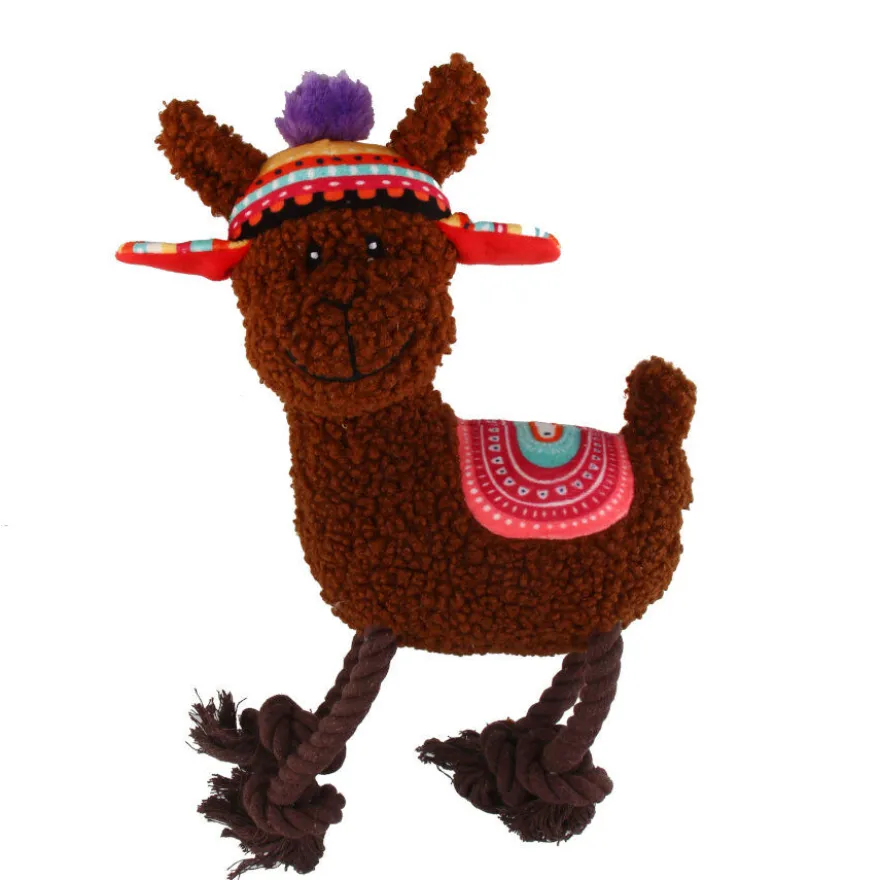 Tootoy! Comfort Rope Legs Alpaca peluche con cuerda para perros