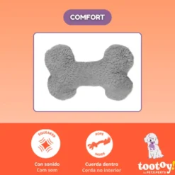 Tootoy! Hueso de Peluche con Sonido Gris para perros