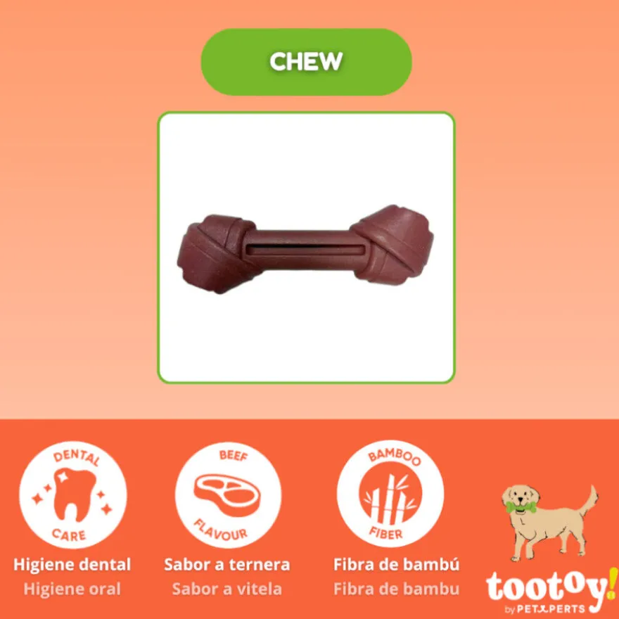 Tootoy! Hueso Mordedor de Bambú Sabor Carne Marrón para perros