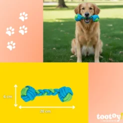 Tootoy! Hueso Mordedor de Cuerda Verde y Azul para perros