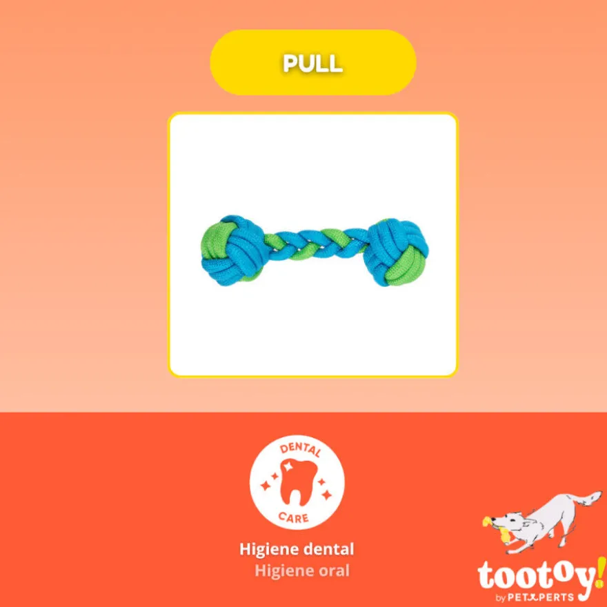 Tootoy! Hueso Mordedor de Cuerda Verde y Azul para perros