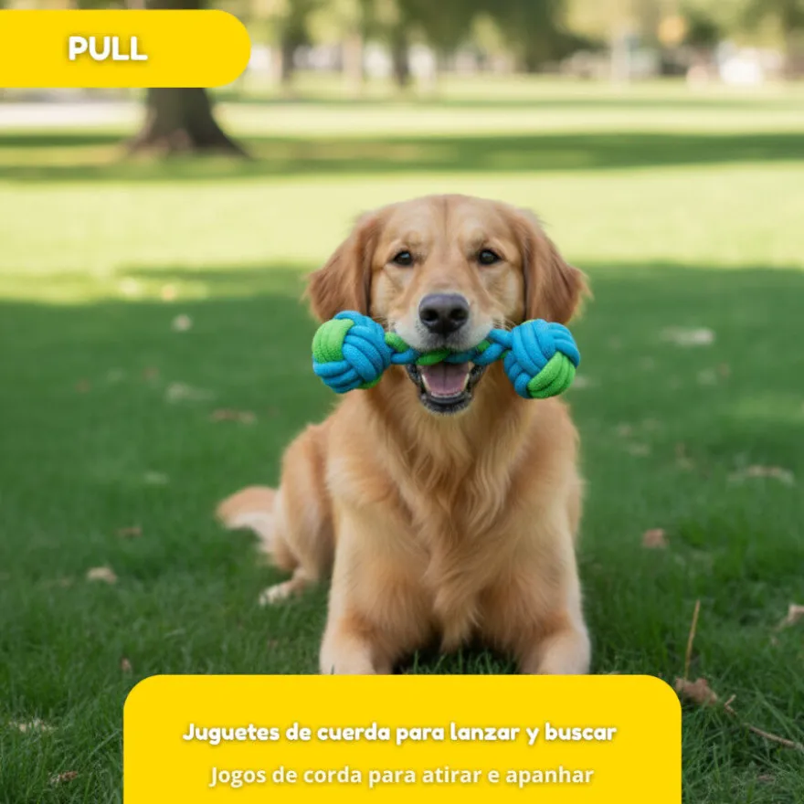 Tootoy! Hueso Mordedor de Cuerda Verde y Azul para perros