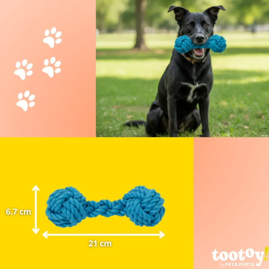 Tootoy! Hueso Mordedor de Cuerda Azul para perros