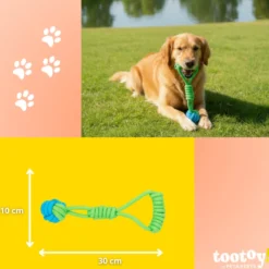 Tootoy! Modedor para Tirar de Cuerda con Pelota Verde y Azul para perros