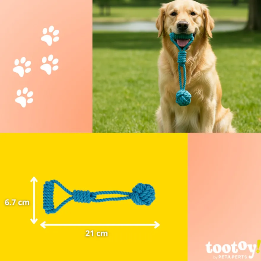 Tootoy! Modedor para Tirar de Cuerda con Pelota Azul para perros