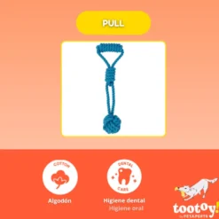 Tootoy! Modedor para Tirar de Cuerda con Pelota Azul para perros