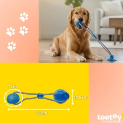 Tootoy! Mordedor de Cuerda con Pelota y Ventosa Azul para perros