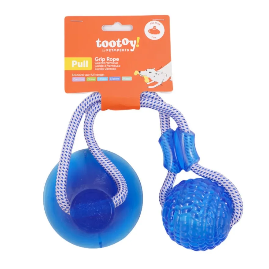 Tootoy! Mordedor de Cuerda con Pelota y Ventosa Azul para perros