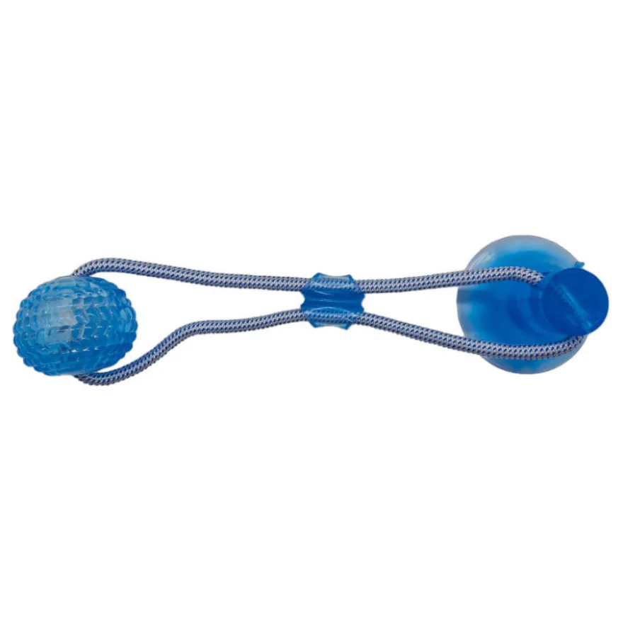 Tootoy! Mordedor de Cuerda con Pelota y Ventosa Azul para perros