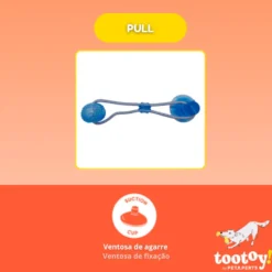 Tootoy! Mordedor de Cuerda con Pelota y Ventosa Azul para perros