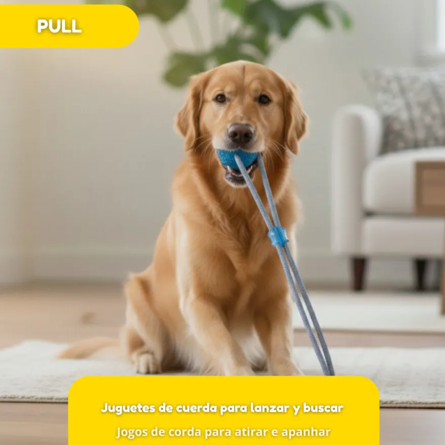 Tootoy! Mordedor de Cuerda con Pelota y Ventosa Azul para perros