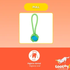 Tootoy! Mordedor de Cuerda con Pelota Verde para perros