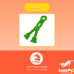 Tootoy! Mordedor Rubber Bold Knot de Goma Verde para perros