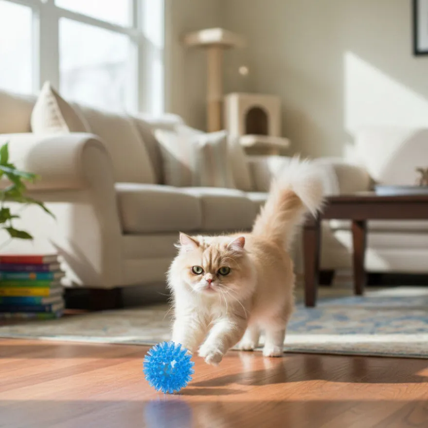 Tootoy! Pelota de Goma Luminosa Azul para gatos