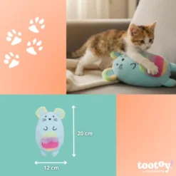 Tootoy! Peluche Rainbow Mouse Azul para gatos