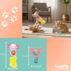 Tootoy! Peluches con Catnip Elefante & Ajolote para gatitos