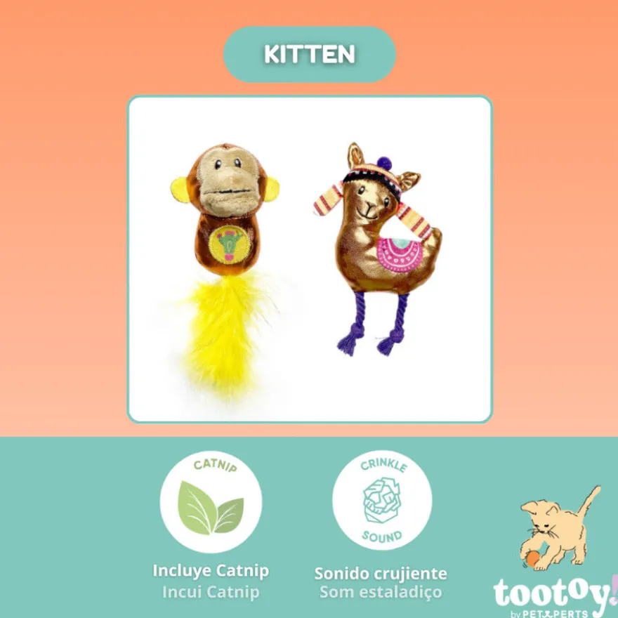 Tootoy! Peluches con Catnip Monkey & Alpaca para gatitos