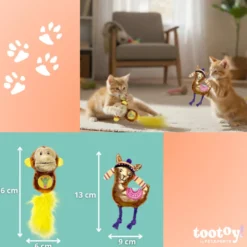 Tootoy! Peluches con Catnip Monkey & Alpaca para gatitos