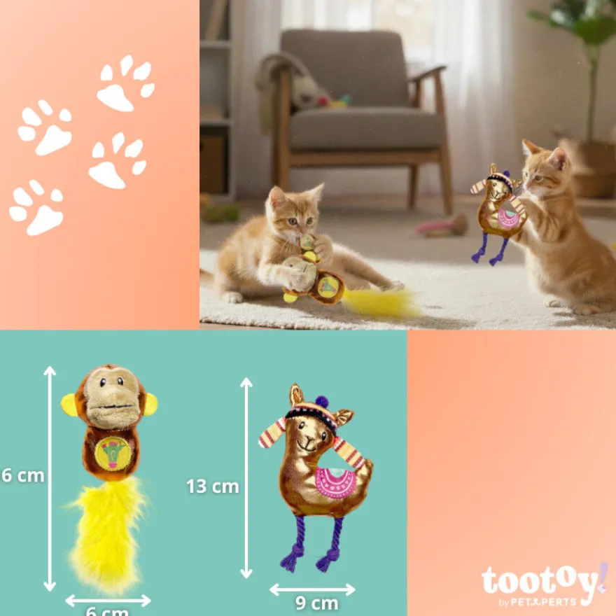 Tootoy! Peluches con Catnip Monkey & Alpaca para gatitos