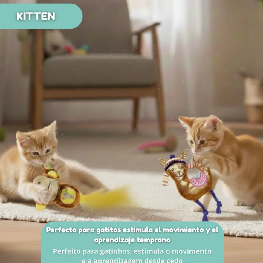 Tootoy! Peluches con Catnip Monkey & Alpaca para gatitos