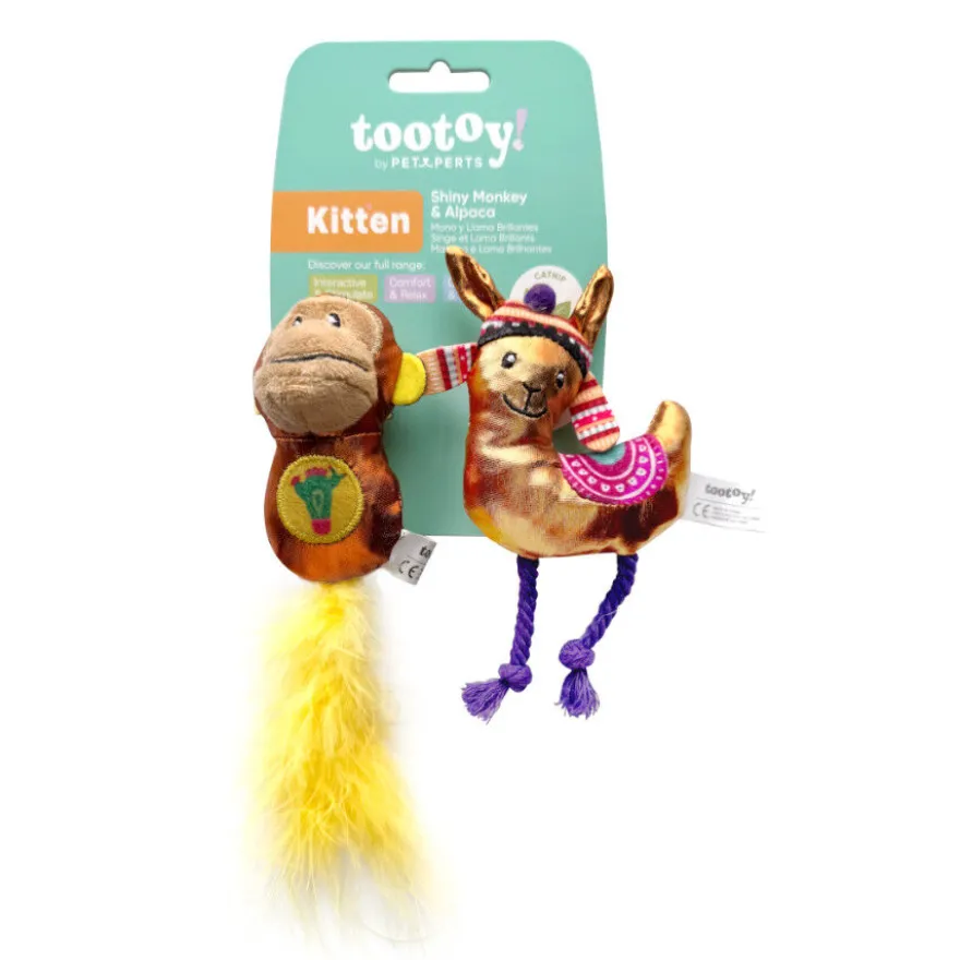 Tootoy! Peluches con Catnip Monkey & Alpaca para gatitos