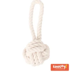 Tootoy! Pull Natural Rope Ball pelota de cuerda con asa para perros