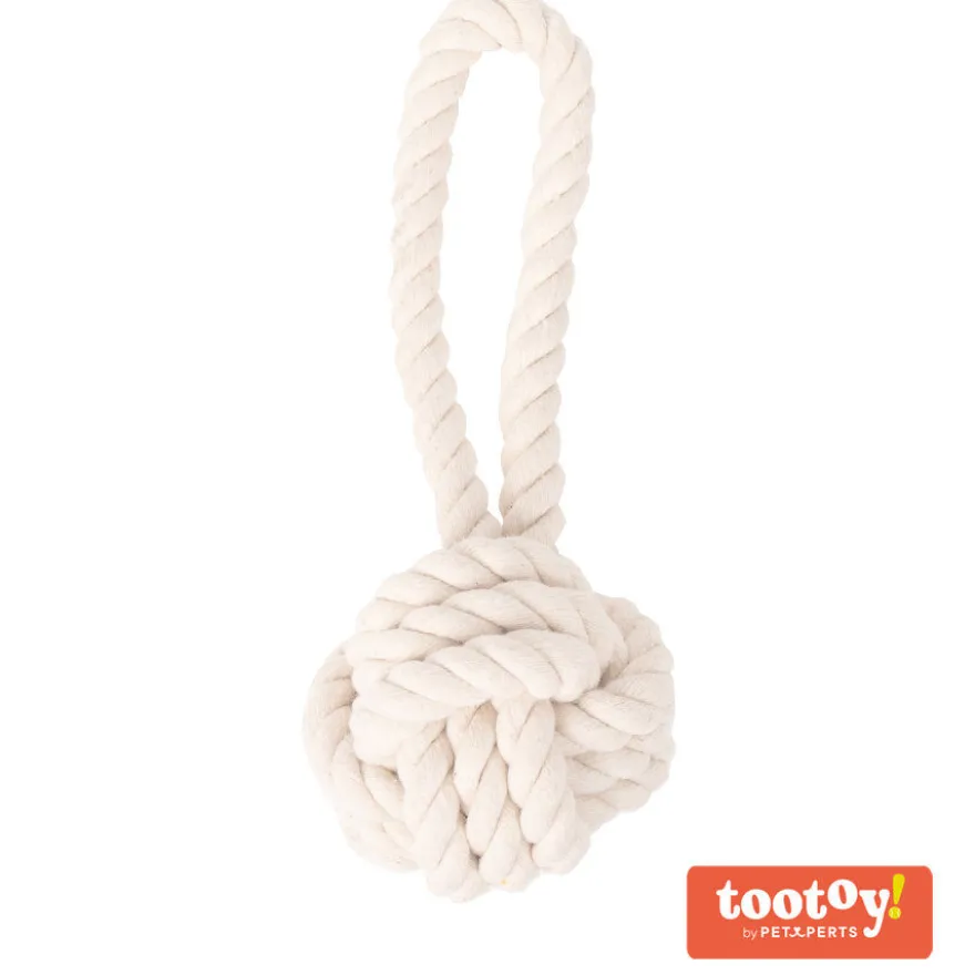 Tootoy! Pull Natural Rope Ball pelota de cuerda con asa para perros