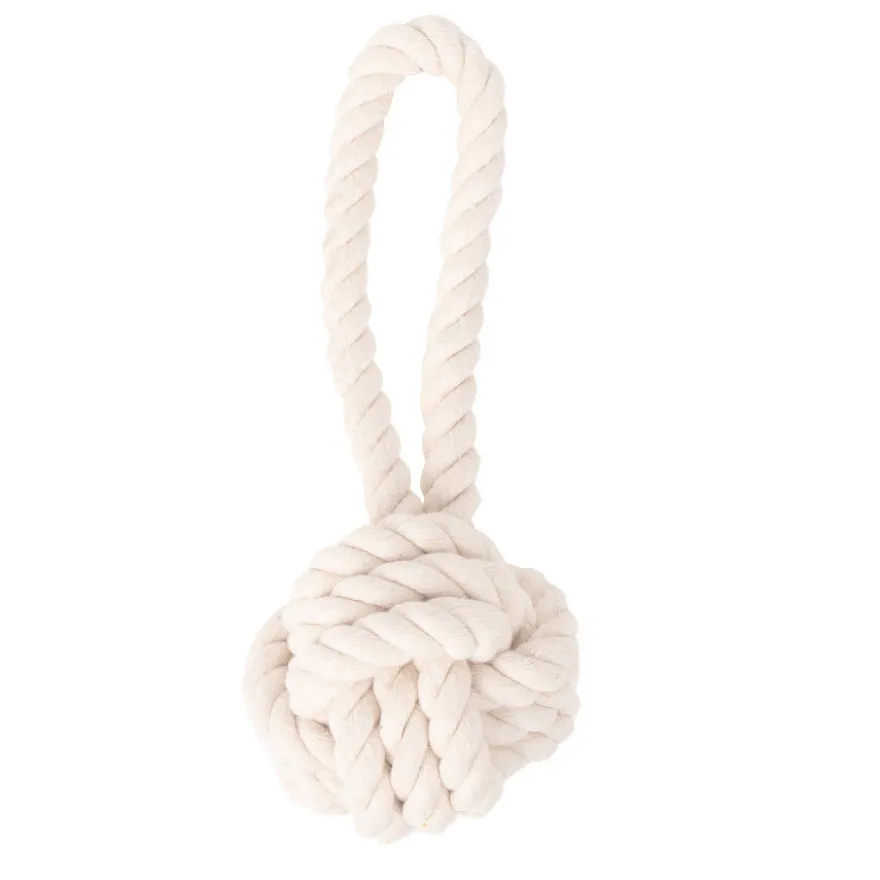 Tootoy! Pull Natural Rope Ball pelota de cuerda con asa para perros