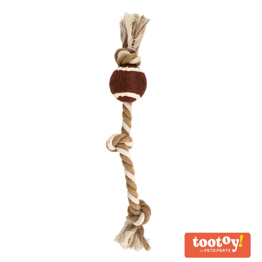 Tootoy! Pull RopeTennisball Natural pelota de tennis con cuerda para perros